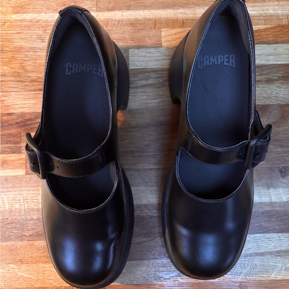 Camper Thelma II Platform Mary Jane’s Size EU 39 US 8.5 Black Calfskin Leather - Picture 3 of 8